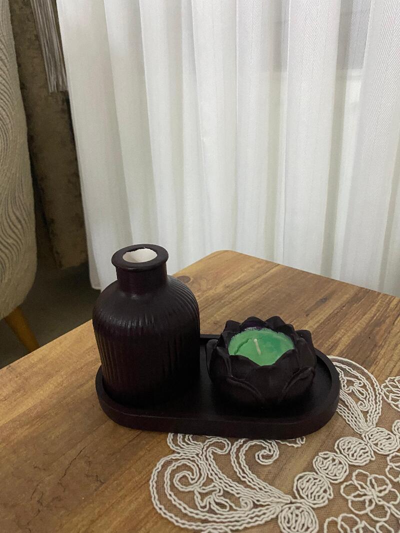 ​Parlak Antrasit 3'lü Dekoratif Set -