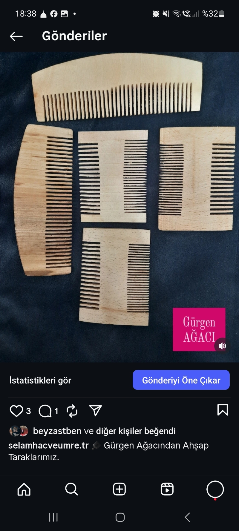 Gürgen Ağacı Ahşap Taraklar