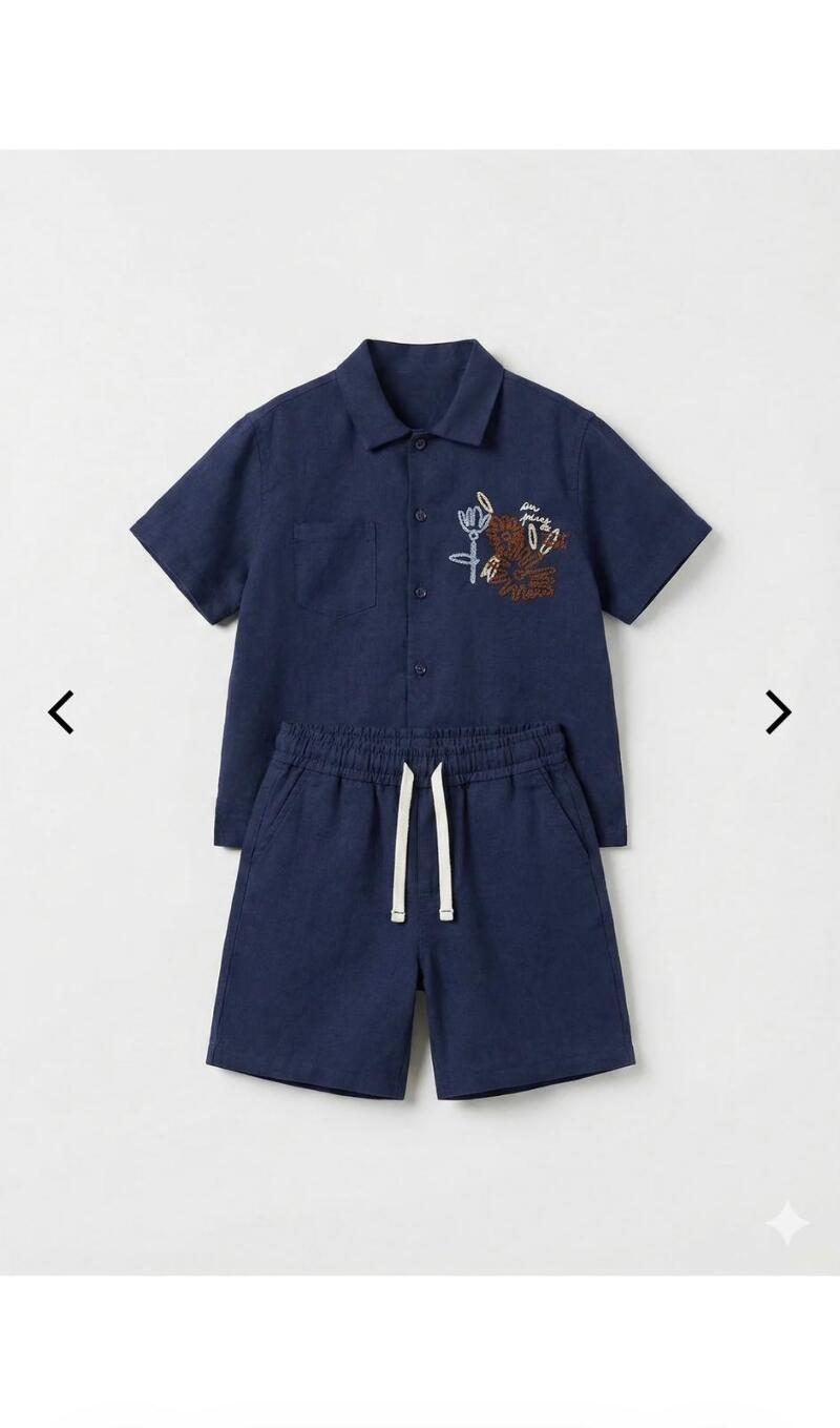 Şort/gömlek nakışlı takım