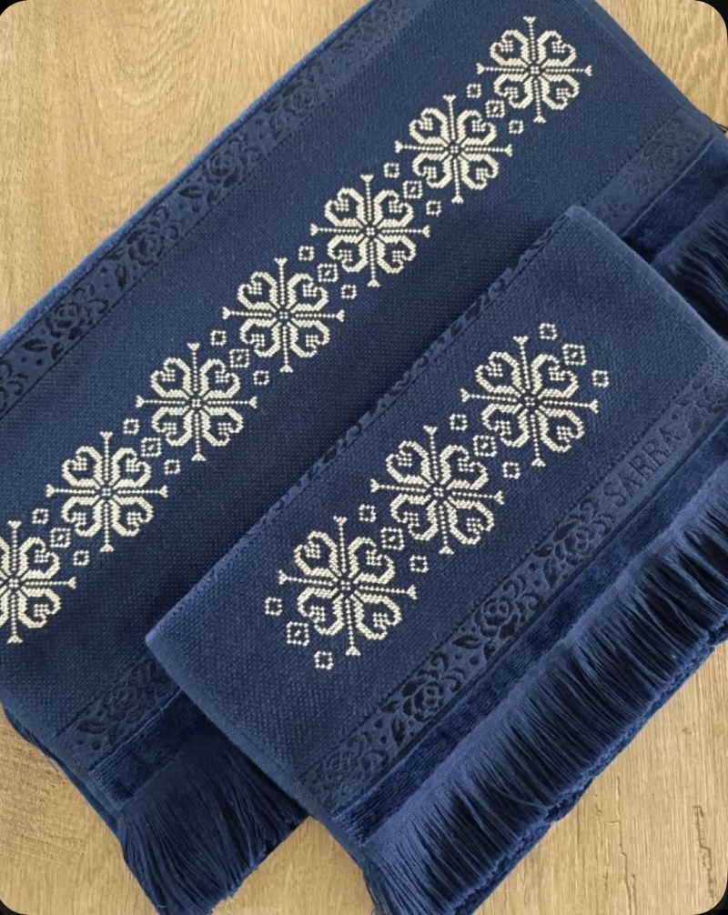 Lacivert Analı Kızlı Etamin Havlu