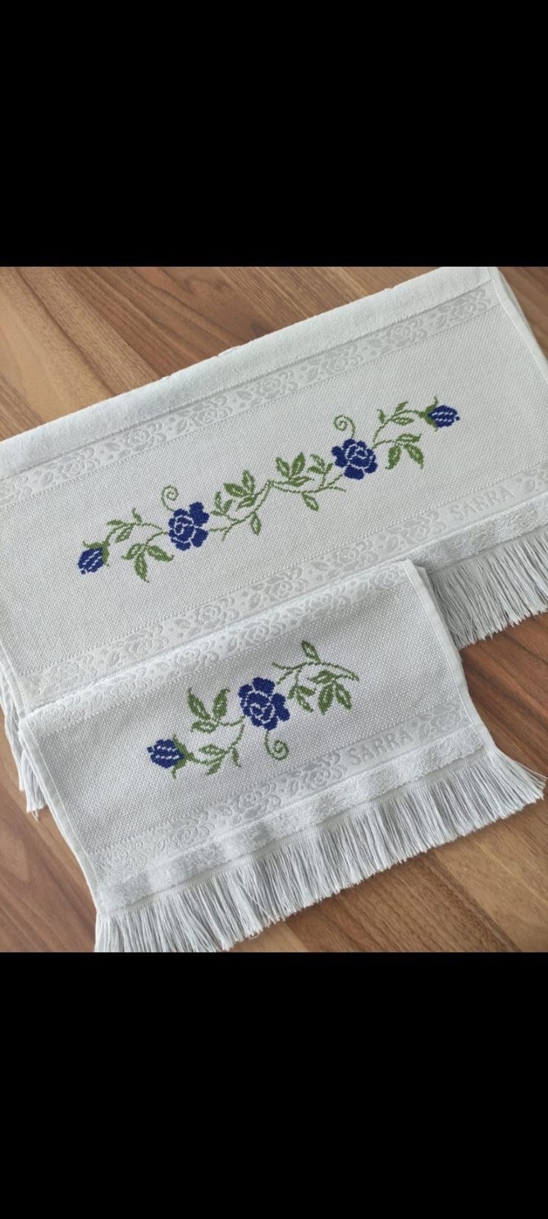 Mavi Çiçekli Analı Kızlı Etamin Hav