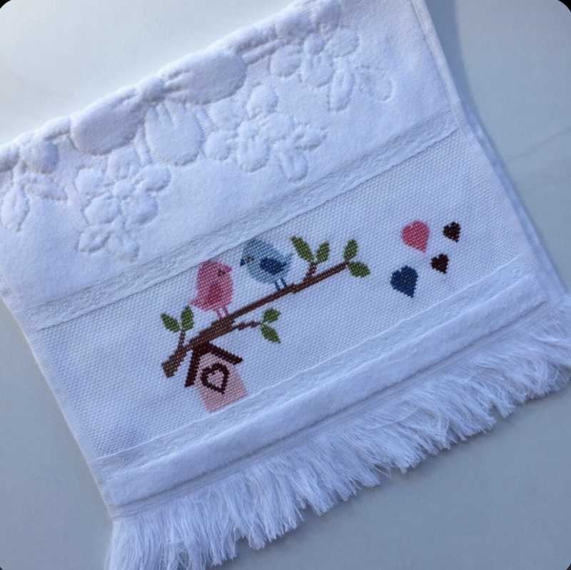 Kuş Desenli Etamin Mutfak Havlusu