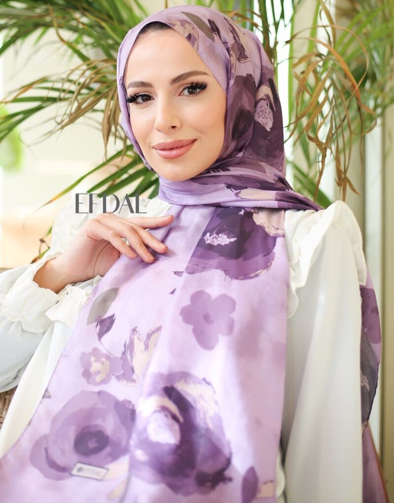 Güllü desen lila sal