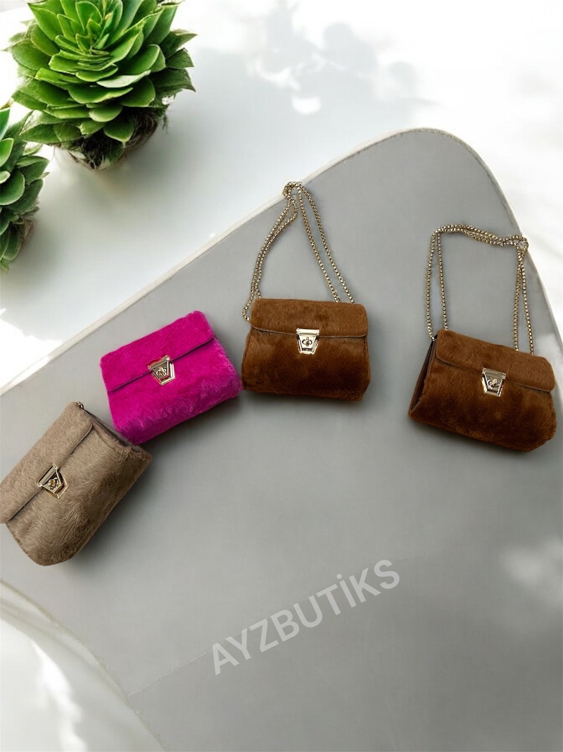 Peluşlu çanta bayan